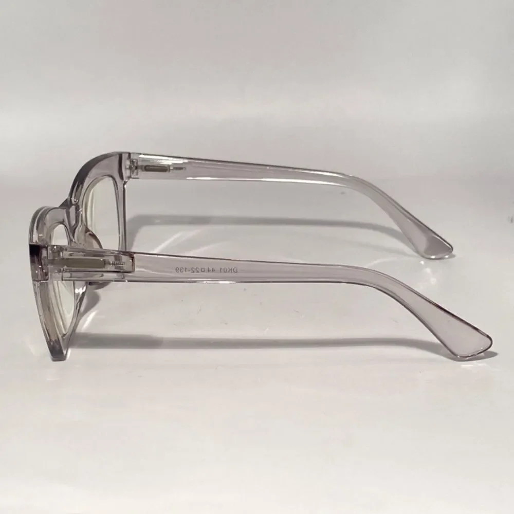 1334 Gretchen Reading Glasses 4.0 Square Clear Grey Frames NWT